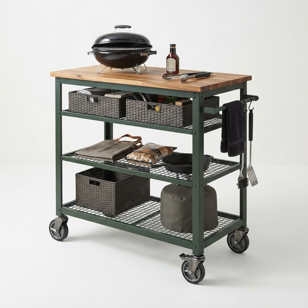 EmberGrove grill cart in a manufacturing and quality control setting